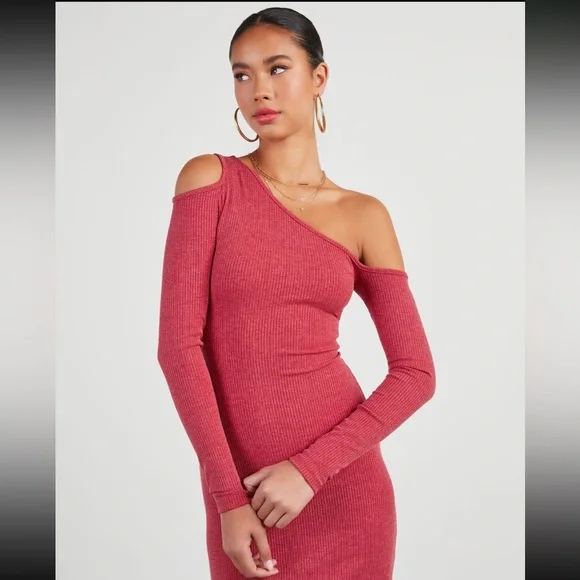 VICI Regina Cutout One Shoulder Knit Midi Dress XS - Picture 2 of 6